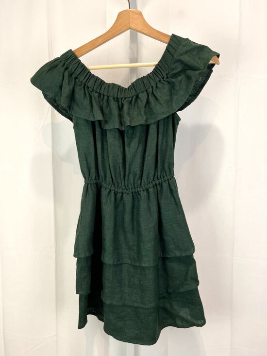 SIR the label Dresses & Skirts - SIR. THE LABEL Size 0 XS 2 Linen Tiered Ruffle Dress Mini Off Shoulder Green